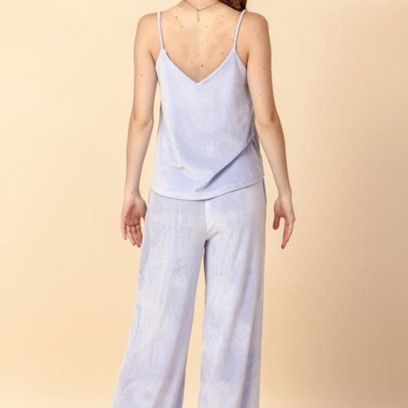NWT-Double Zero Brand Periwinkle Velvet Lounge Set - Picture 3 of 8